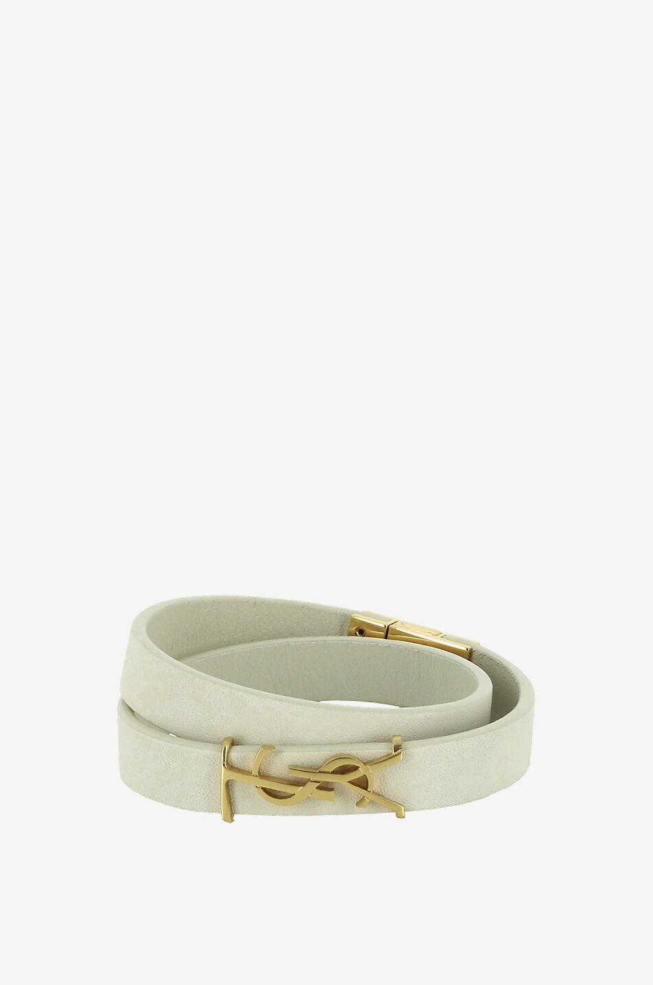 SAINT LAURENT PARIS Bracelet en cuir Opyum Double Wrap Femme BLANC CASSE 1