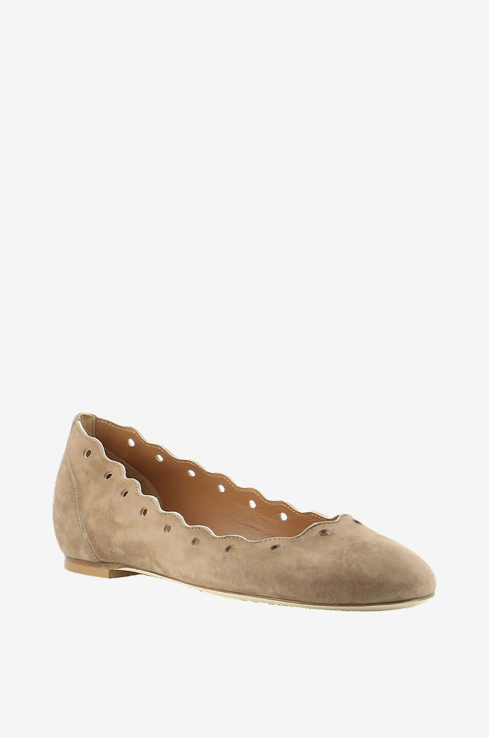 BONGENIE Camoscio Suede ballet flats with scalloped edges Women Medium beige 1