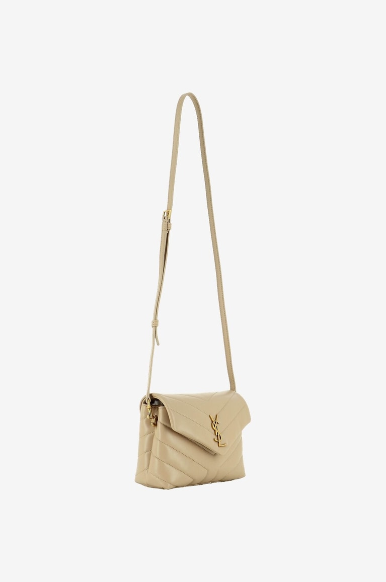 SAINT LAURENT PARIS Sac porté épaule en cuir lisse matelassé Loulou Toy Femme BEIGE 2