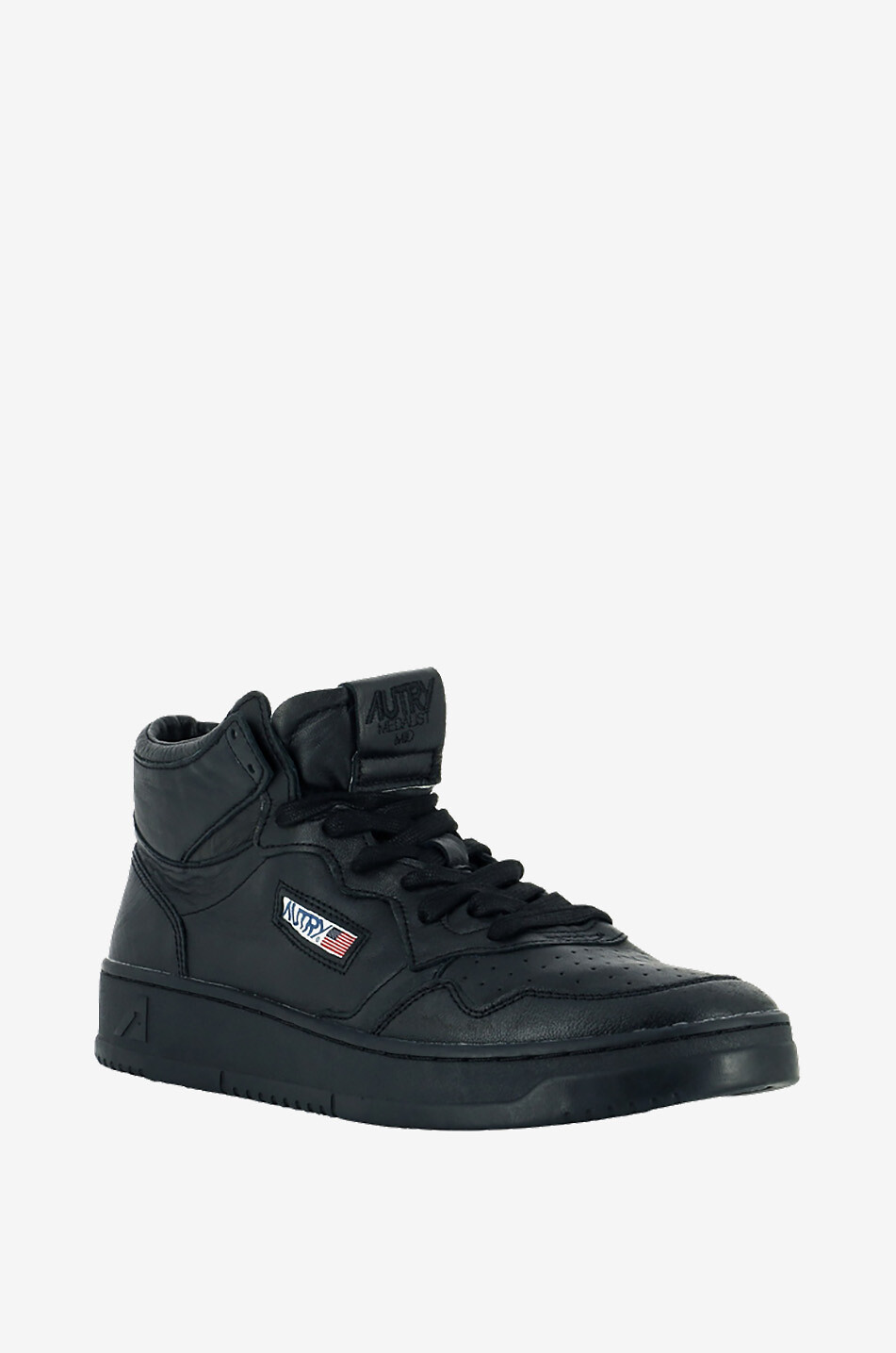 AUTRY Baskets montantes à  lacets en cuir lisse Autry 01 Mid Man Homme NOIR 1