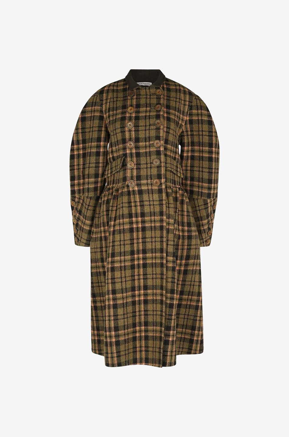 Manteau à carreaux croisé à manches bouffantes Rowena