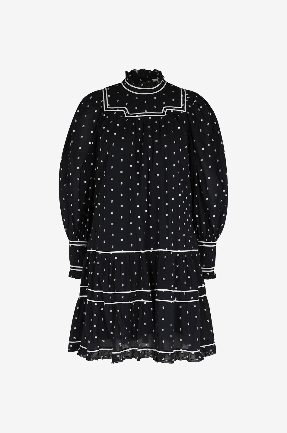 ULLA JOHNSON Blanche Eclipse Dot A-line cotton mini dress Women BLACK 1
