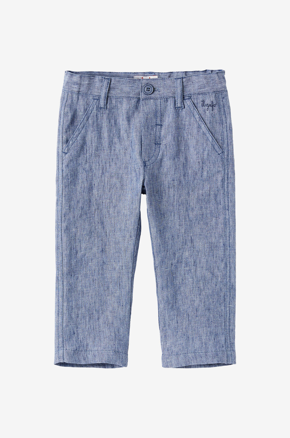 IL GUFO Pantalon bébé en lin Bébé BLEU FONCE 1