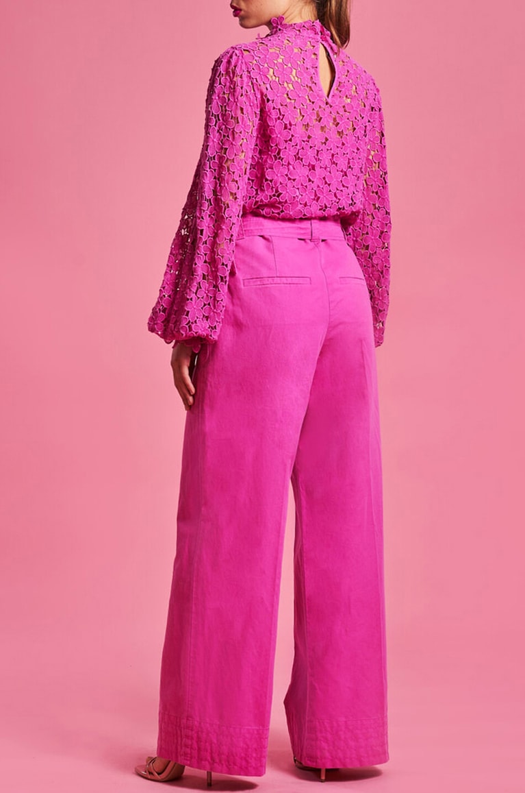 MAISON COMMON Bluse aus geblümter Spitze Damen DUNKELROSA 4