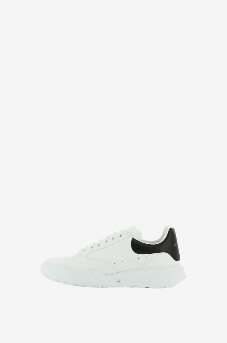 ALEXANDER McQUEEN Court bicolour leather lace-up low-top sneakers Men WHITE 3