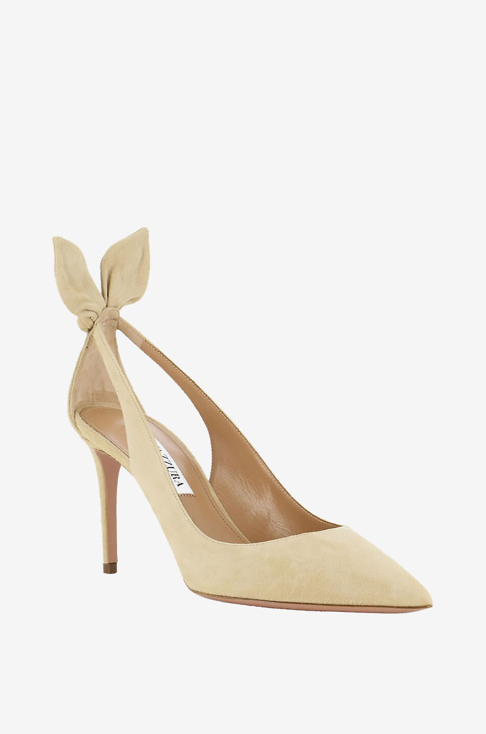 AQUAZZURA Escarpins en daim Bow Tie 85 Femme BEIGE 1