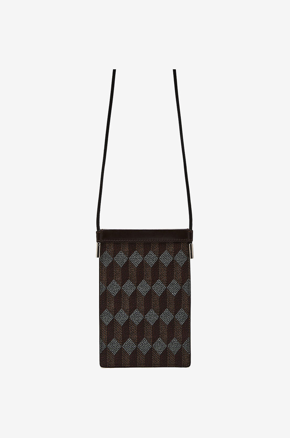 AU DEPART PARIS Porte-téléphone en jacquard réfléchissant Pochette Tour de Cou Femme MARRON 2