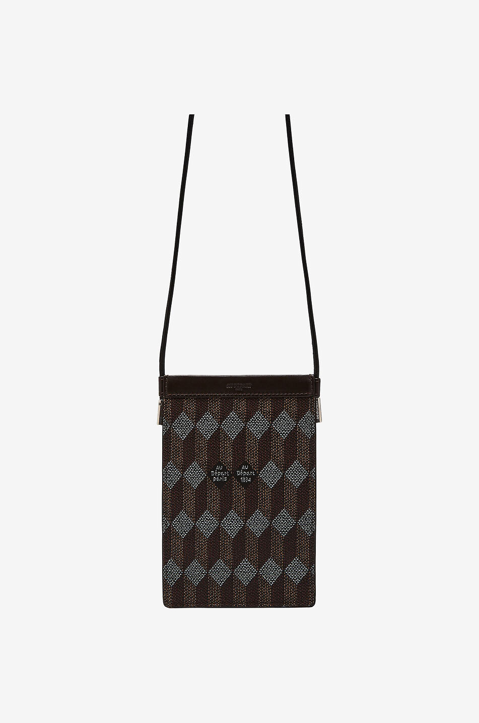 AU DEPART PARIS Porte-téléphone en jacquard réfléchissant Pochette Tour de Cou Femme MARRON 1