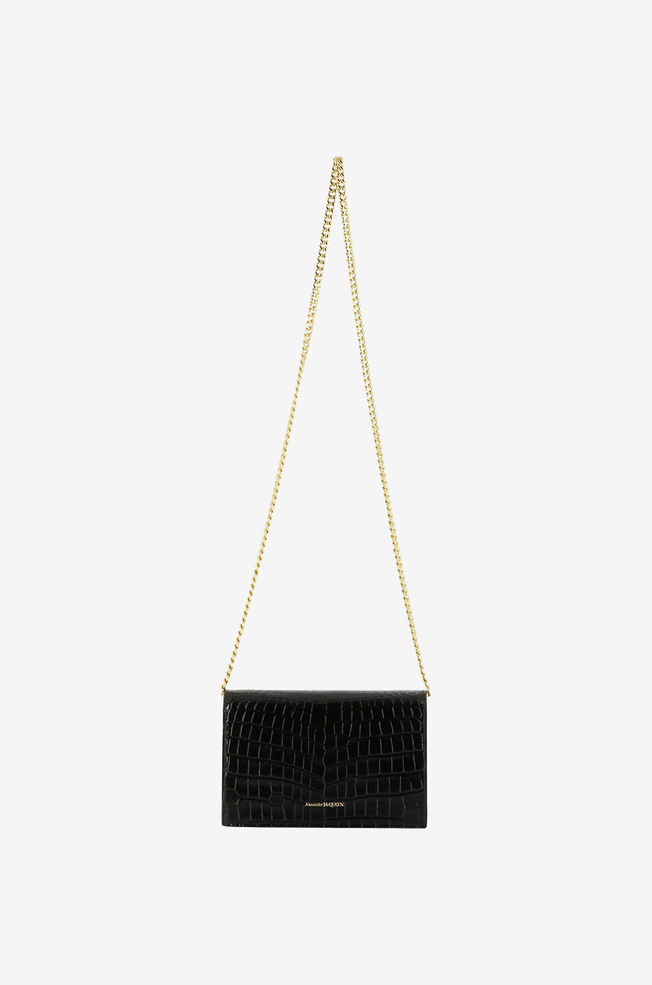 ALEXANDER McQUEEN Umhängetasche aus Krokoleder Skull Small Damen SCHWARZ 3
