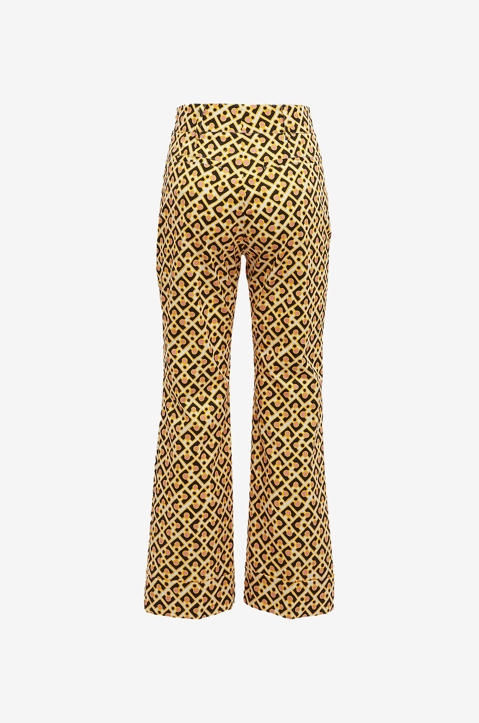 LA DOUBLEJ Pantalon taille haute évasé raccourci Hendrix Puzzle Rosa Femme JAUNE 2