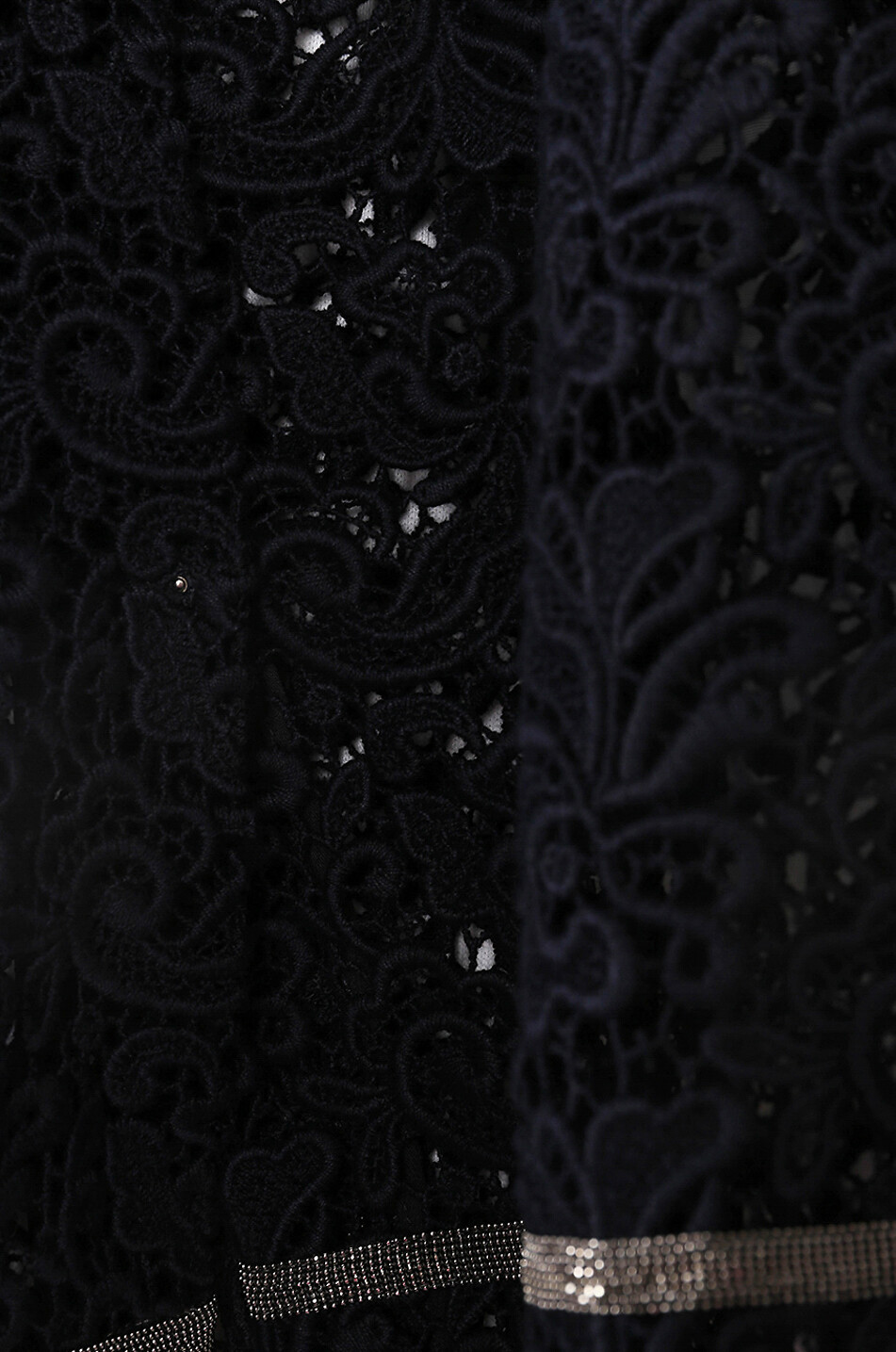 FABIANA FILIPPI Bead embroidered boxy guipure jacket Women DARK BLUE 3