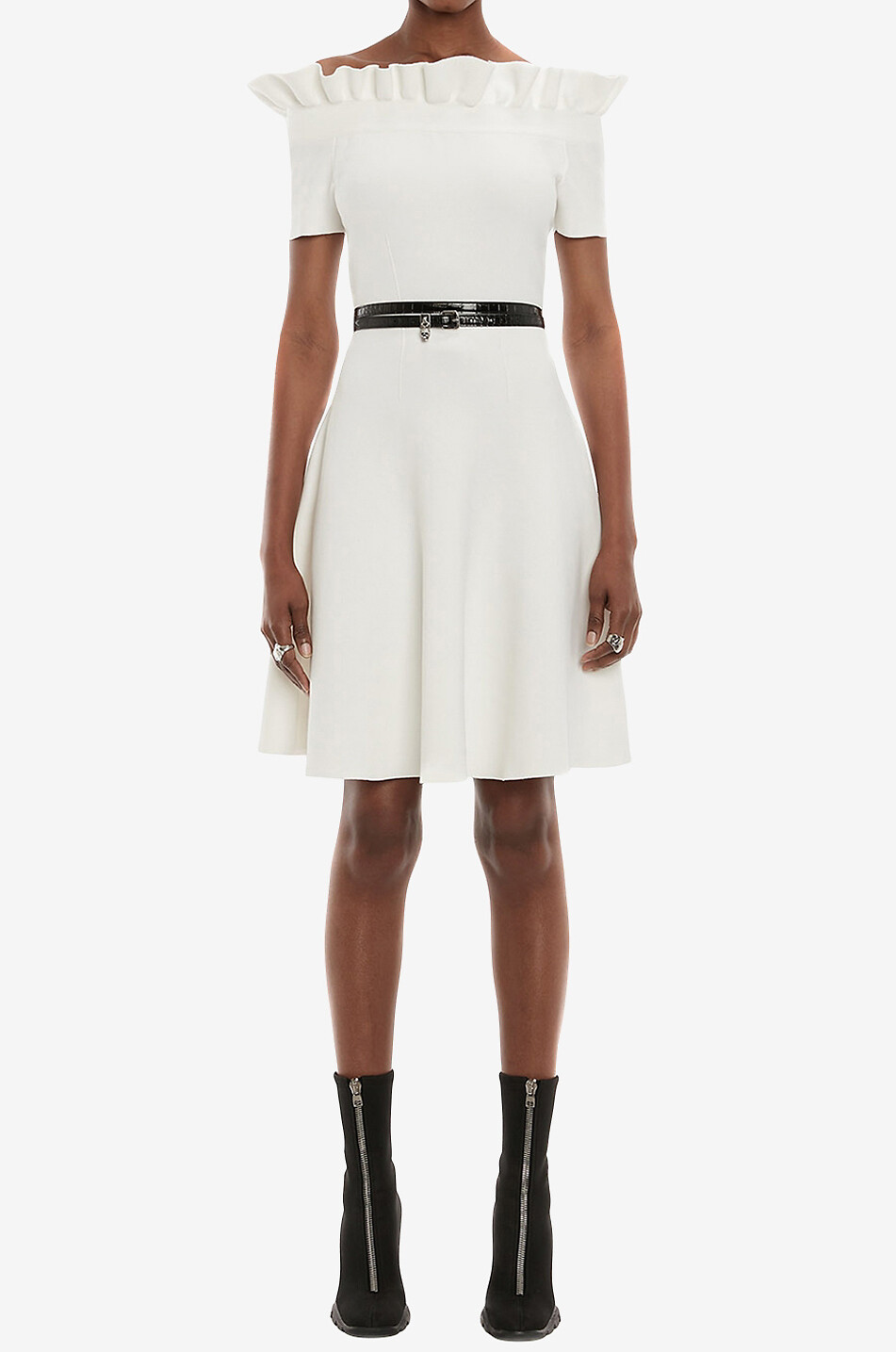 ALEXANDER McQUEEN Midikleid mit Rüschenkragen Damen CREMEFARBEN 2