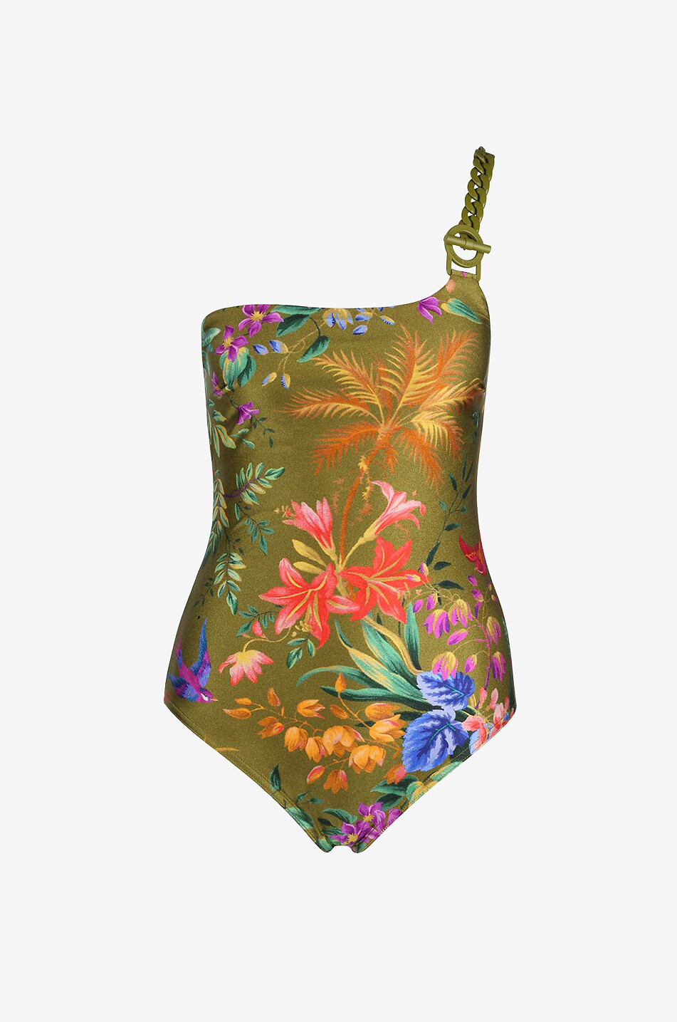 Tropicana asymmetrical floral one-piece bathing suit