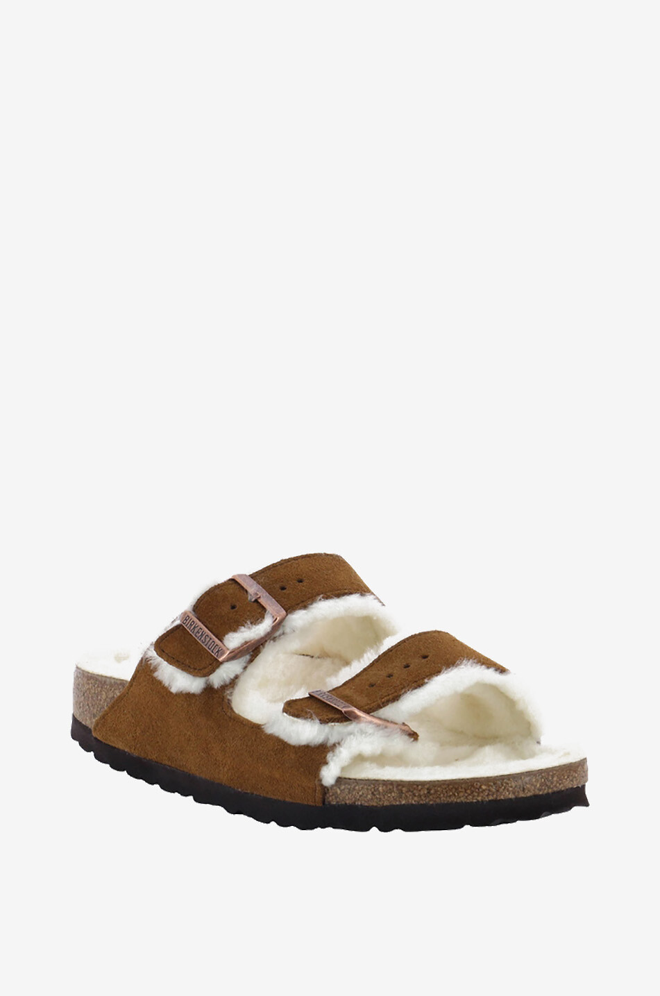 BIRKENSTOCK Wildledersandalen mit Pelz Arizona Damen COGNAC 1