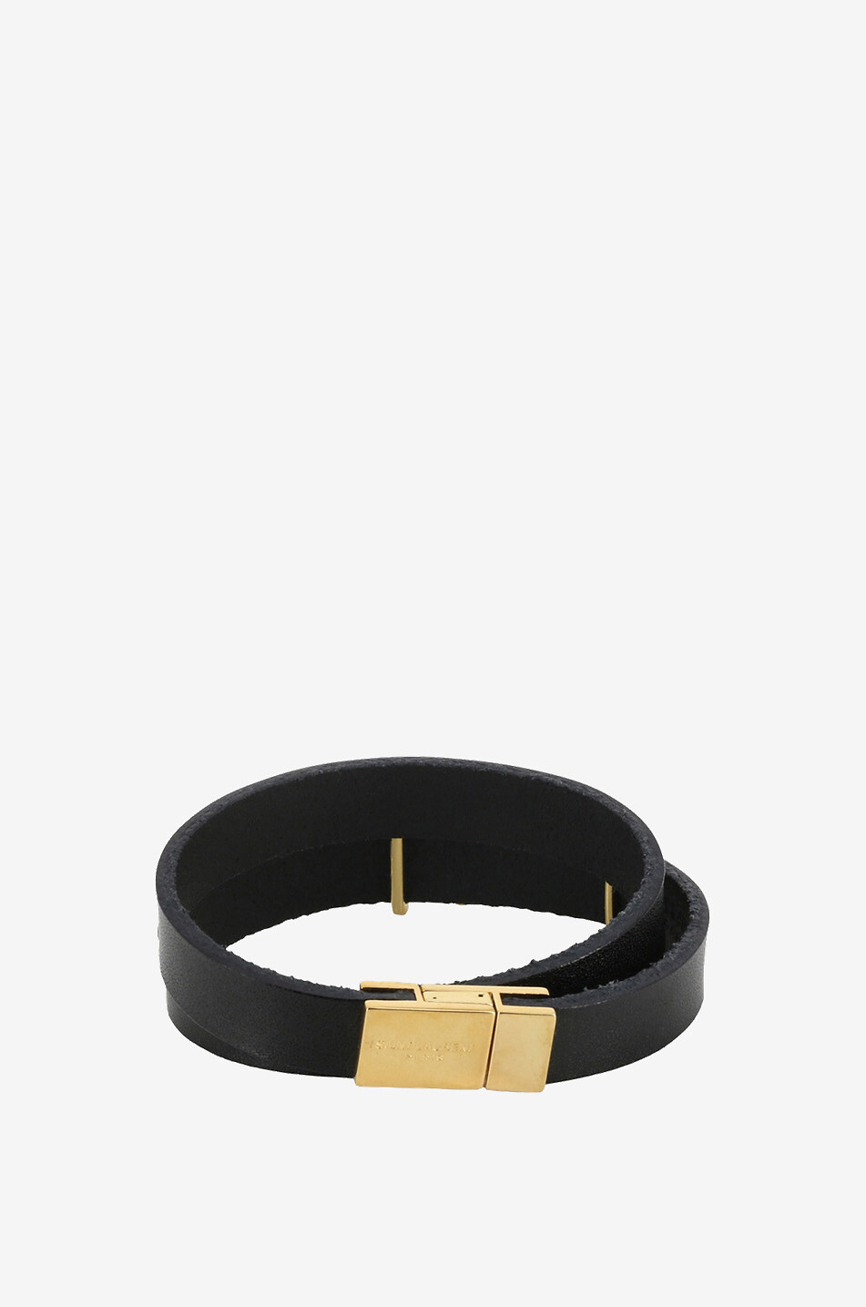 SAINT LAURENT PARIS Opyum double leather bracelet Women BLACK 2