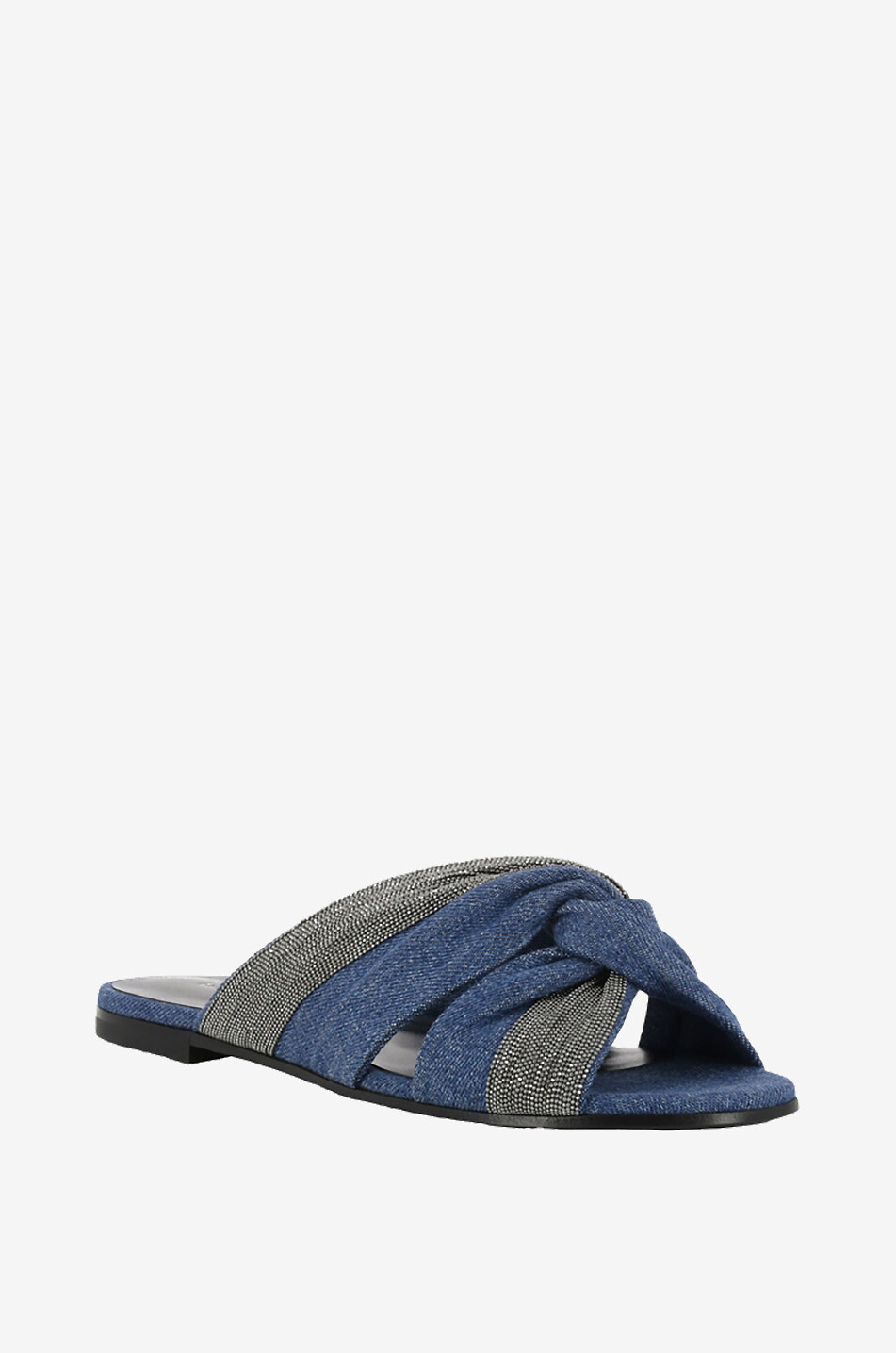 FABIANA FILIPPI Lea flat denim and bead mules Women BLUE 1
