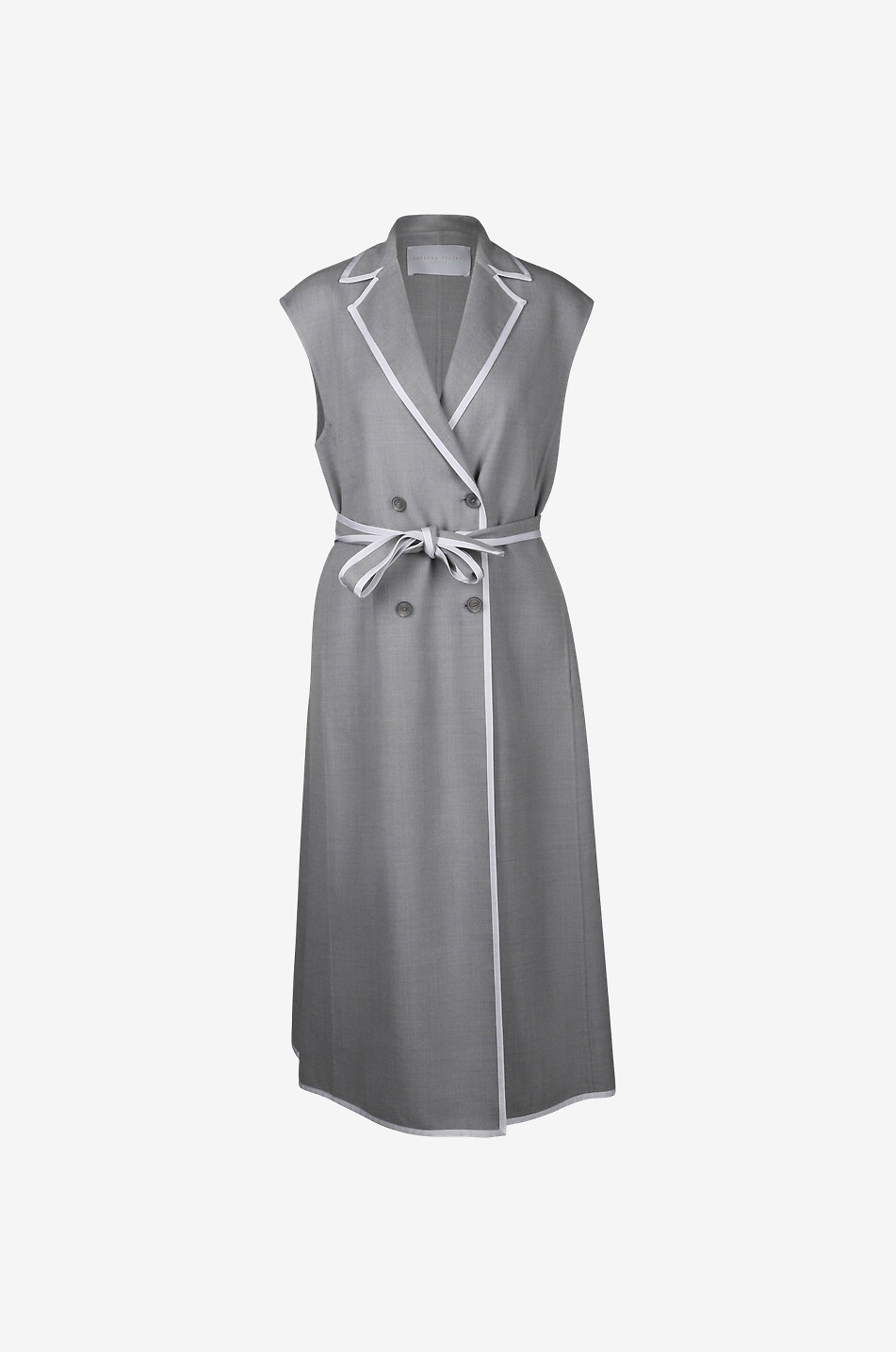 Long double-breasted wool and silk gilet