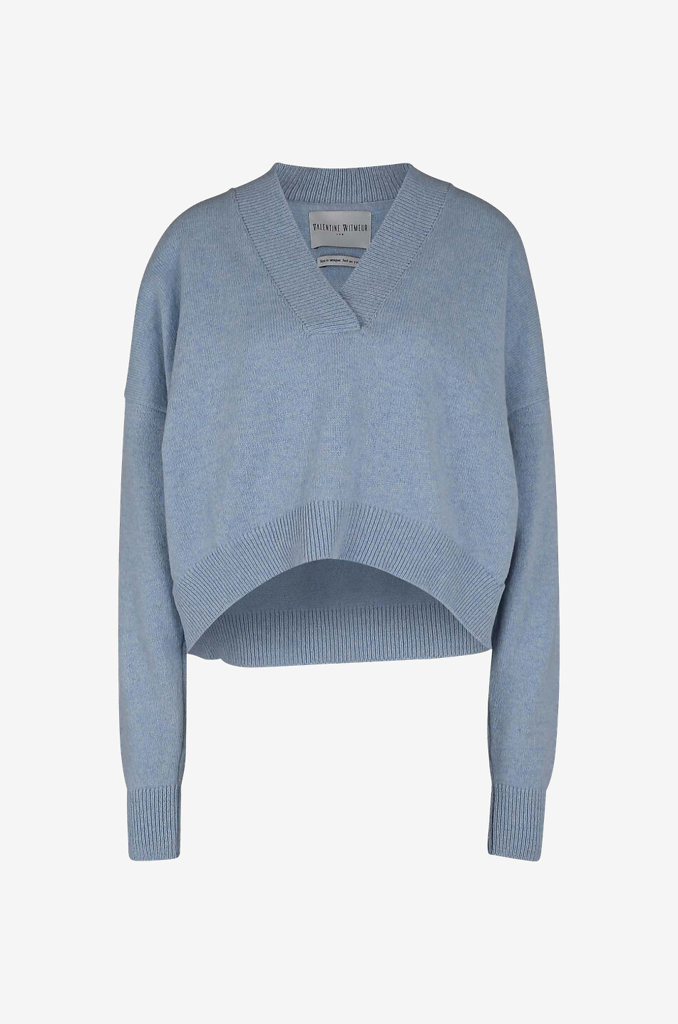 VALENTINE WITMEUR Pull à col V en laine Femme BLEU CLAIR 1
