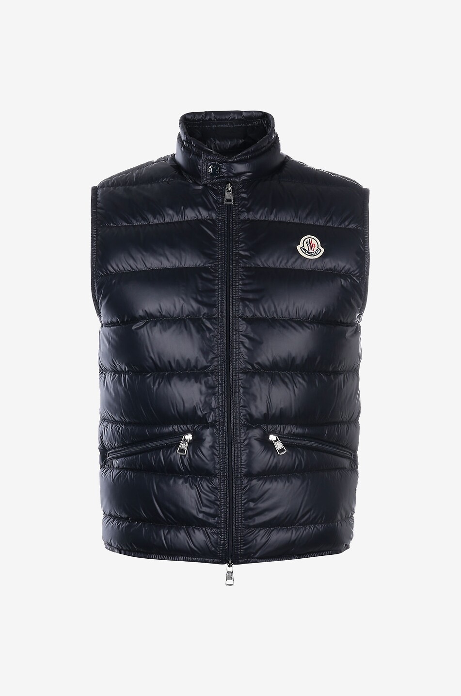 MONCLER Gilet matelassée en nylon brillant Gui Homme BLEU FONCE 1