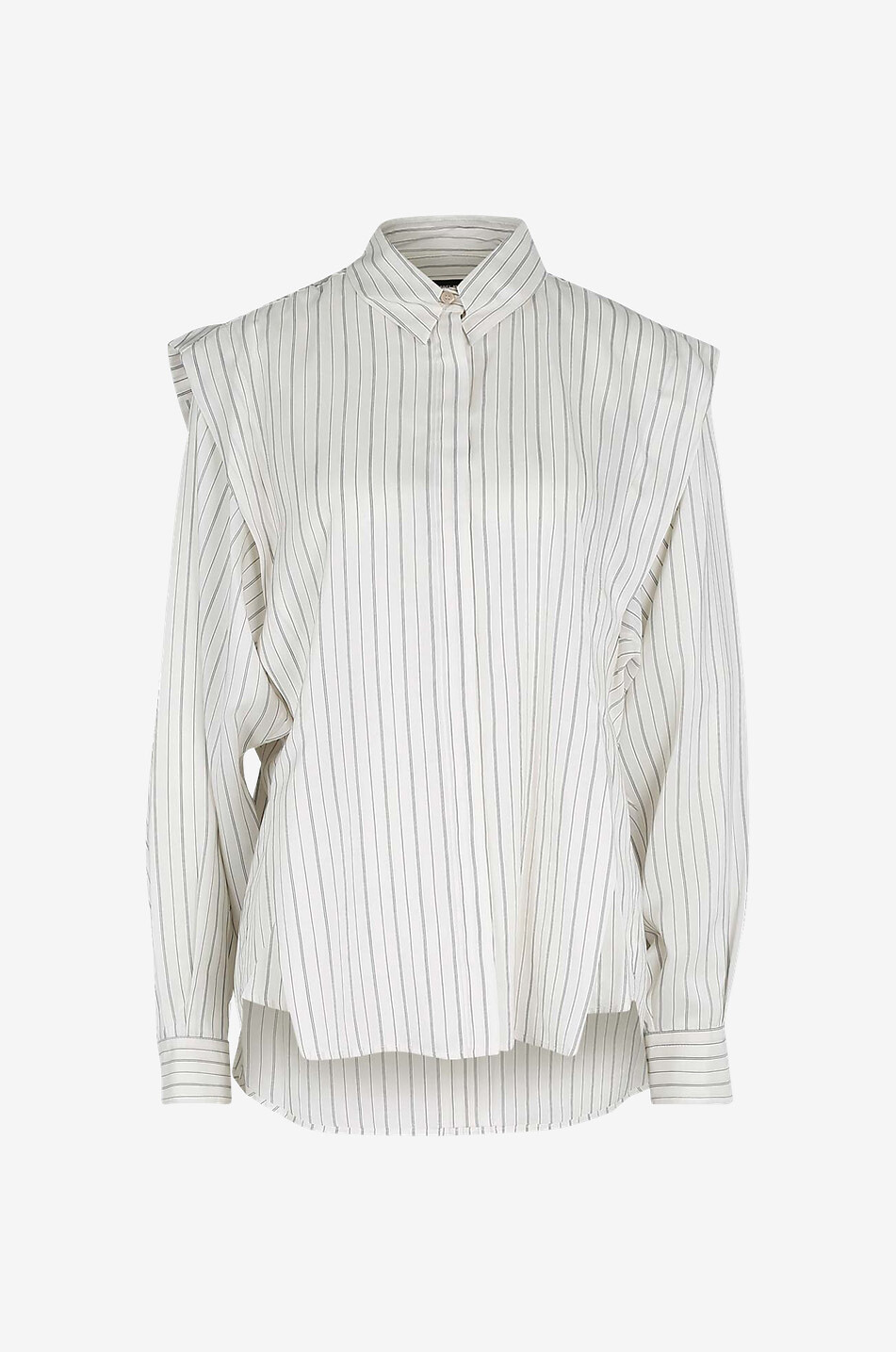 Chemise rayée en soie détail volant Sotalki