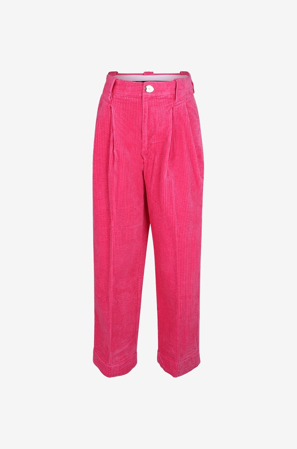 GANNI Pantalon large à pinces en velours côtelé Femme ROSE MOYEN 1
