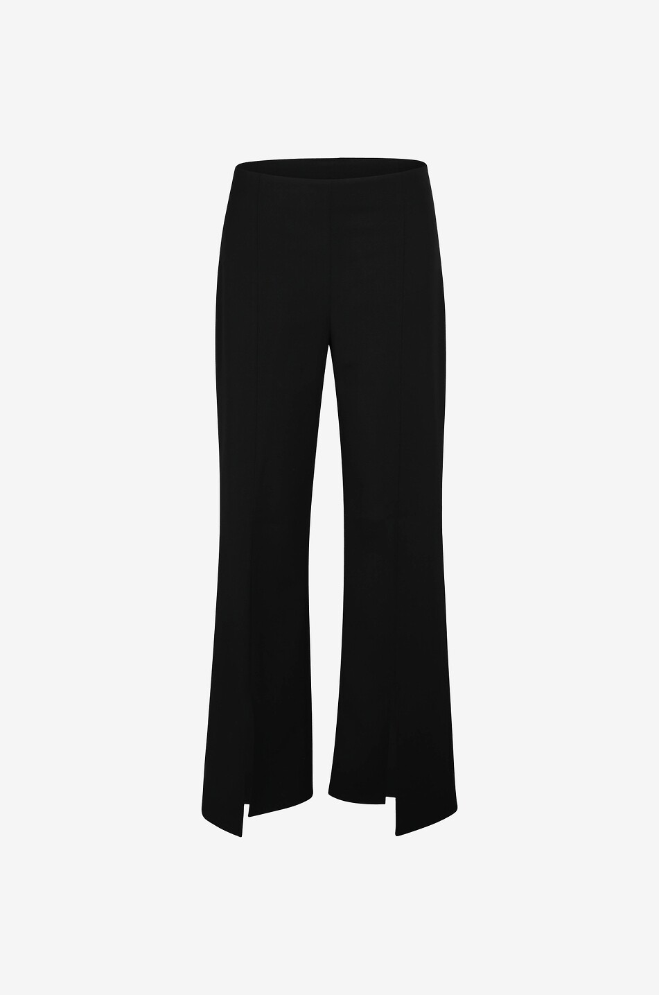 Pantalon tailleur droit en sergé de laine mélangé