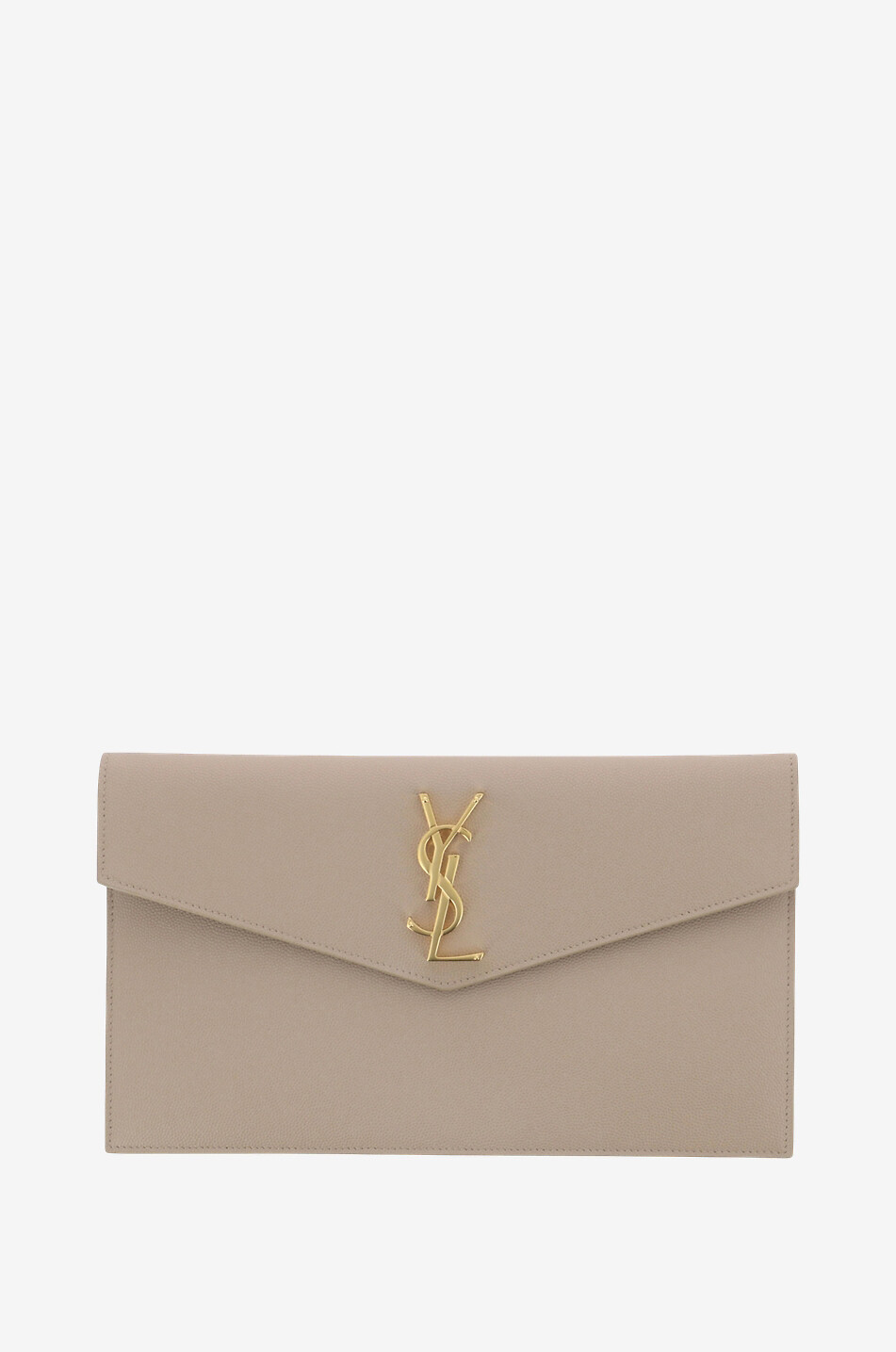 SAINT LAURENT PARIS Pochette en cuir grain de poudre Uptown Femme BEIGE 1