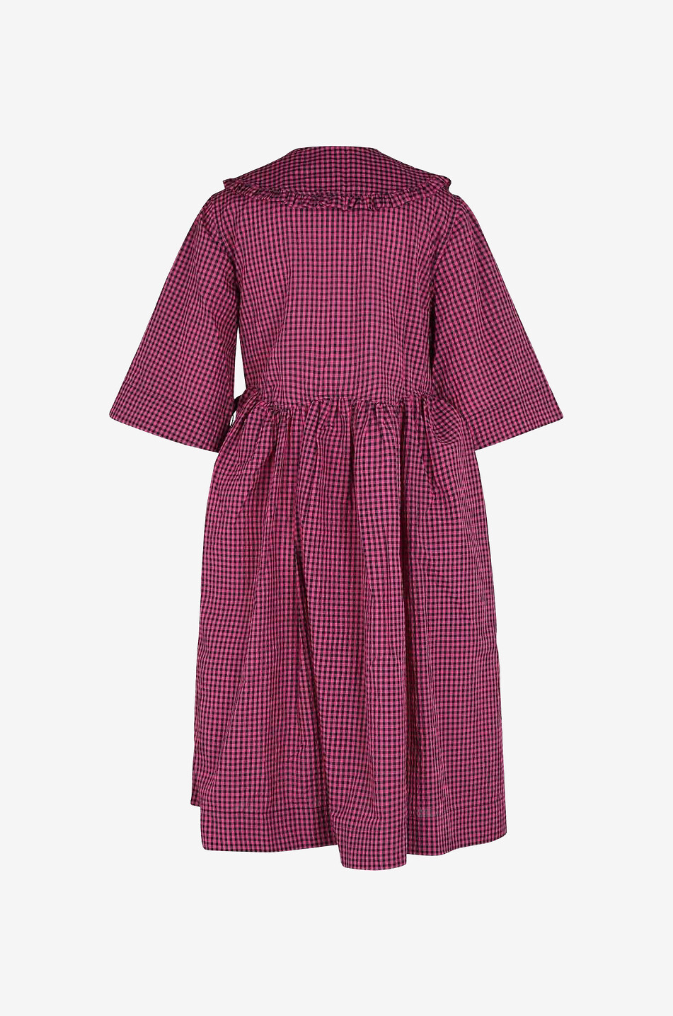 Gingham checked sersucker oversize wrap dress