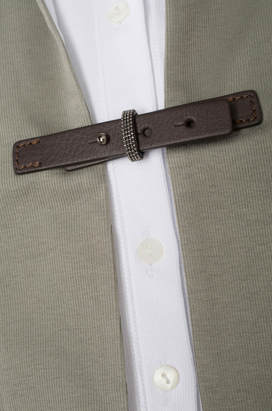 FABIANA FILIPPI Ripp-Jersey-Top in 2-in-1-Optik Damen GRÜN 3