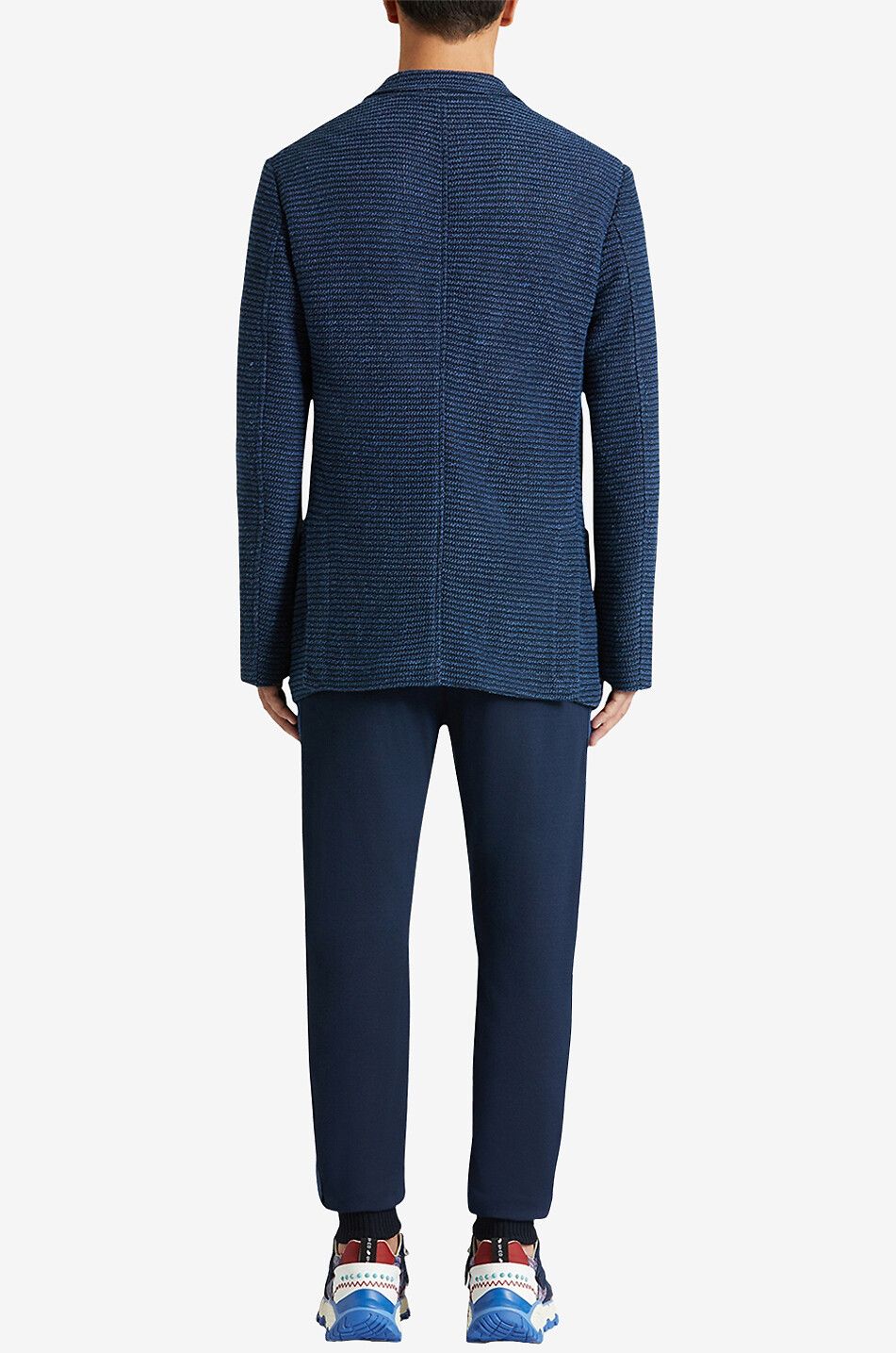 ETRO Blazer à boutonnage simple en maille de lin Homme BLEU MOYEN 4