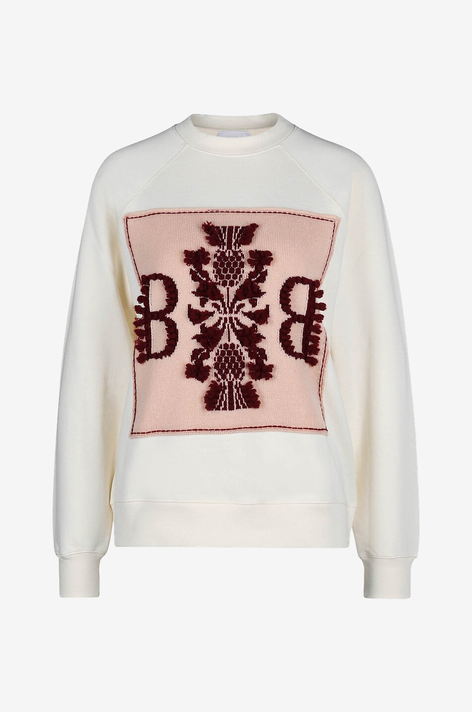 Sweat-shirt en coton à patch jacquard en cachemire