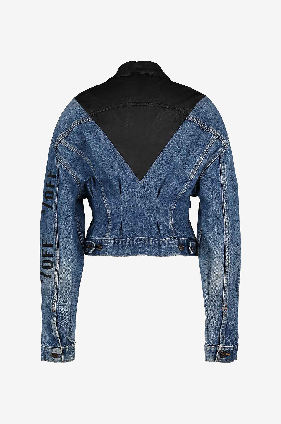 1/OFF PARIS Veste en jean bi-matière raccourcie Femme BLEU 2