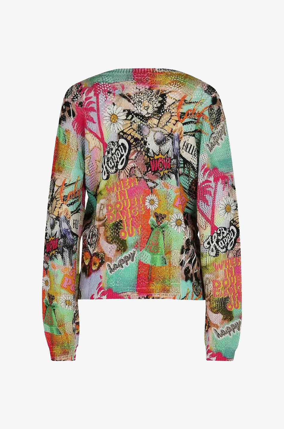 Patterned wool V-neck jumper
