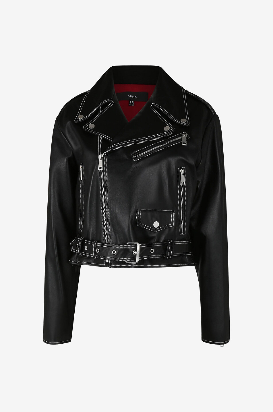 Gioia oversized leather biker jacket