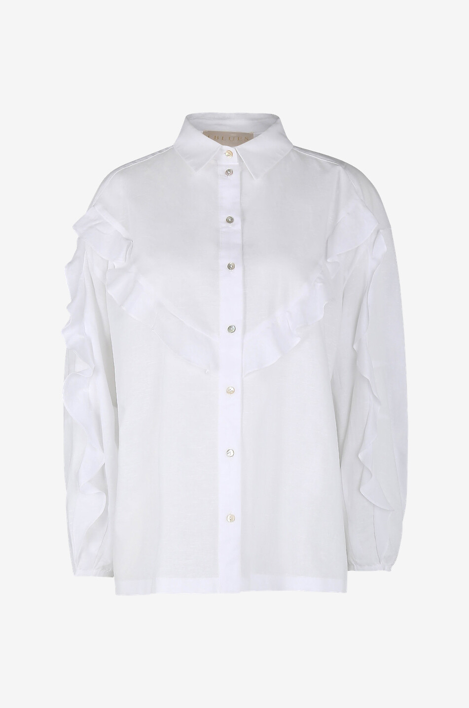 IBLUES Salato long-sleeved cotton and linen blouse Women WHITE 1