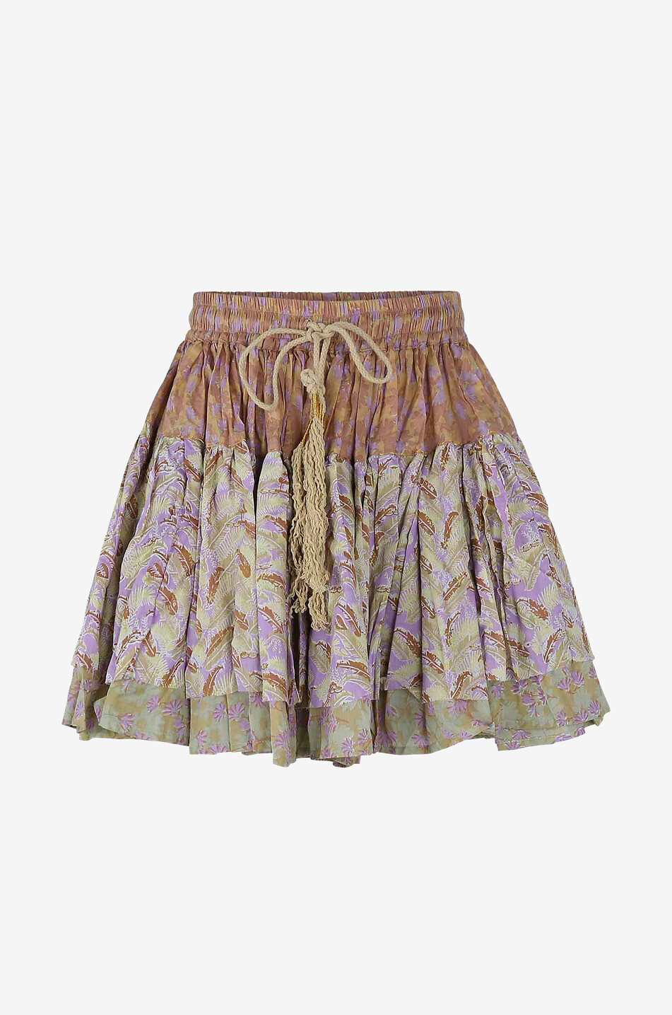YVONNE S Jupe courte en coton Double Mini Volant Femme MULTICOLORE 1