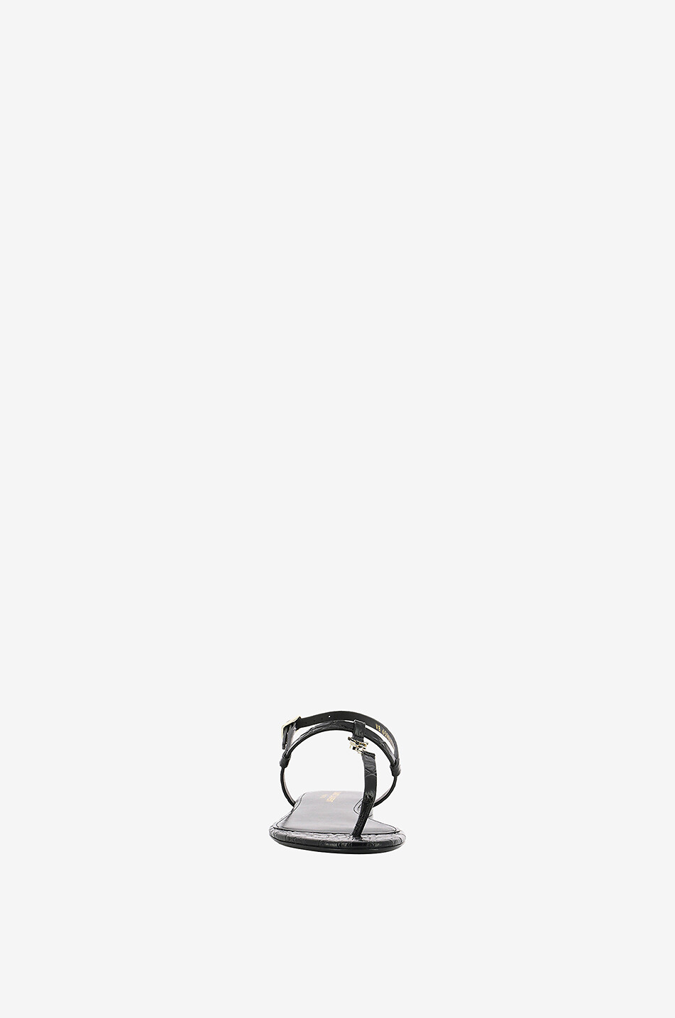 SAINT LAURENT PARIS Cassandra 05 croc embossed flat leather sandals Women BLACK 2