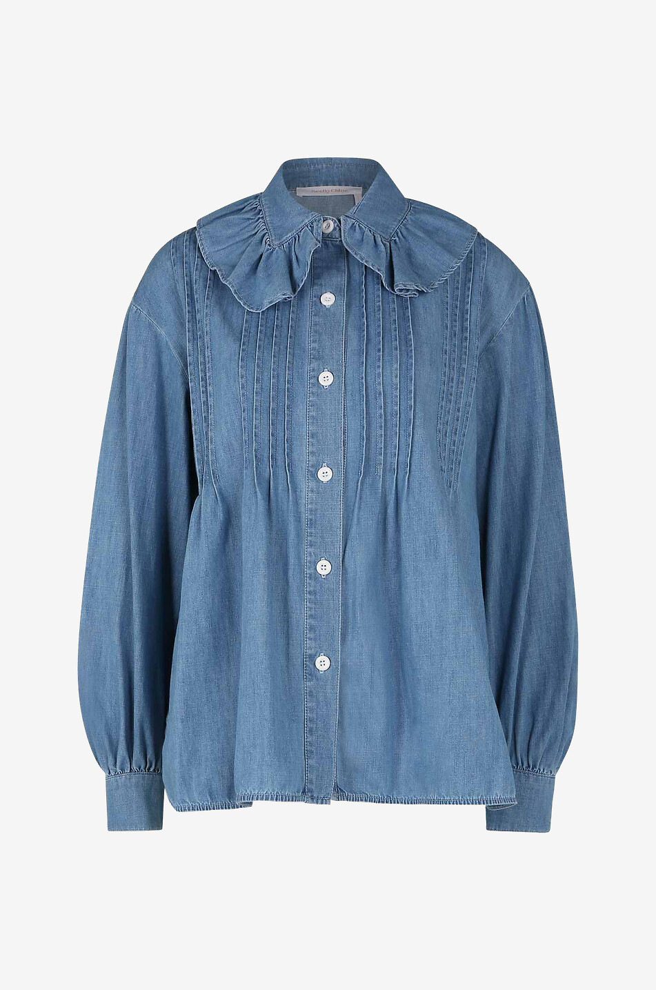 Hemd aus Chambray mit Rüschen und Biesen