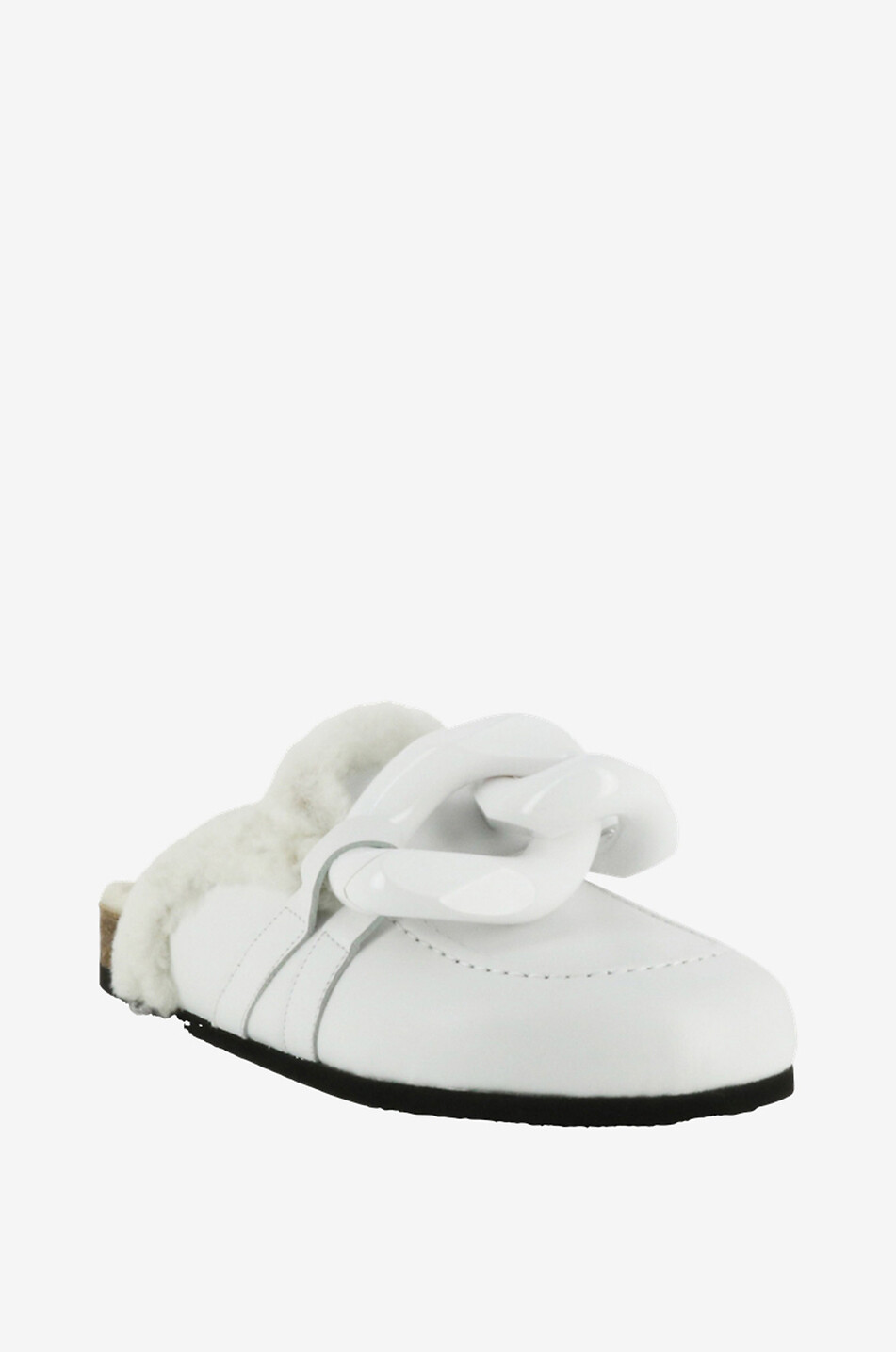 JW ANDERSON Mules en peau lainée Chain Loafer Femme BLANC 1