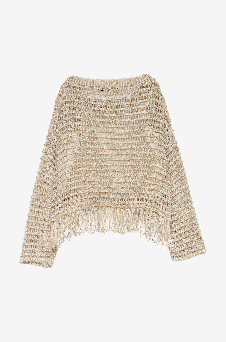 FABIANA FILIPPI Gefranster Netz-Pullover aus Leinen und Mohair Damen BRAUN 2