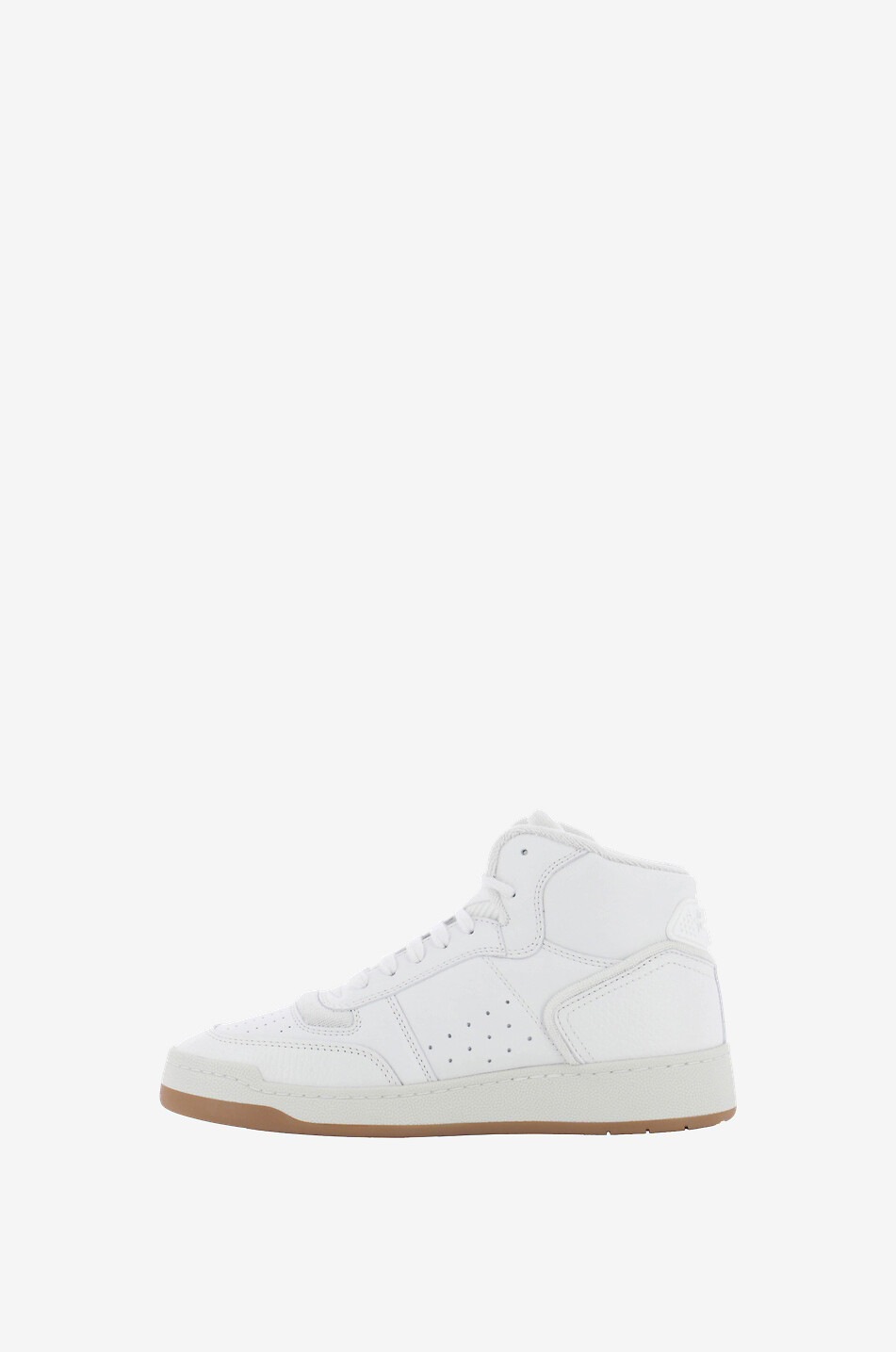 SAINT LAURENT PARIS SL80 Mid-Top rising smooth and grained leather sneakers Women WHITE 3