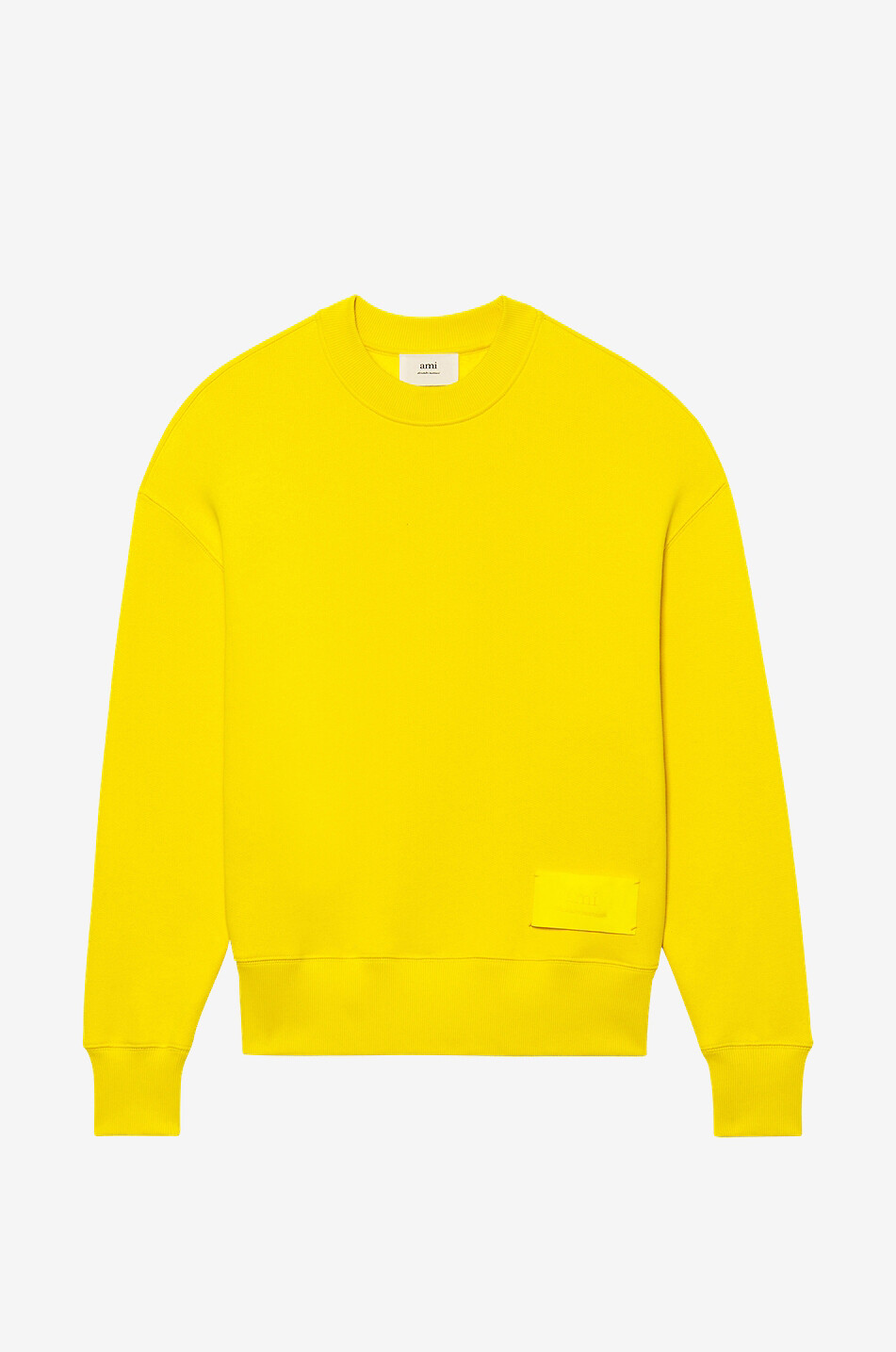 AMI Sweat-shirt à col rond Satin Label Homme JAUNE 1