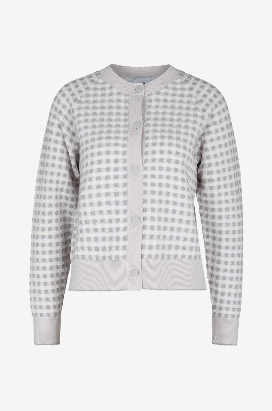 BARRIE Cardigan à carreaux vichy en cachemire et coton Femme GRIS CLAIR 1