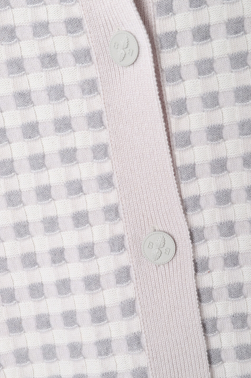 BARRIE Cardigan à carreaux vichy en cachemire et coton Femme GRIS CLAIR 3