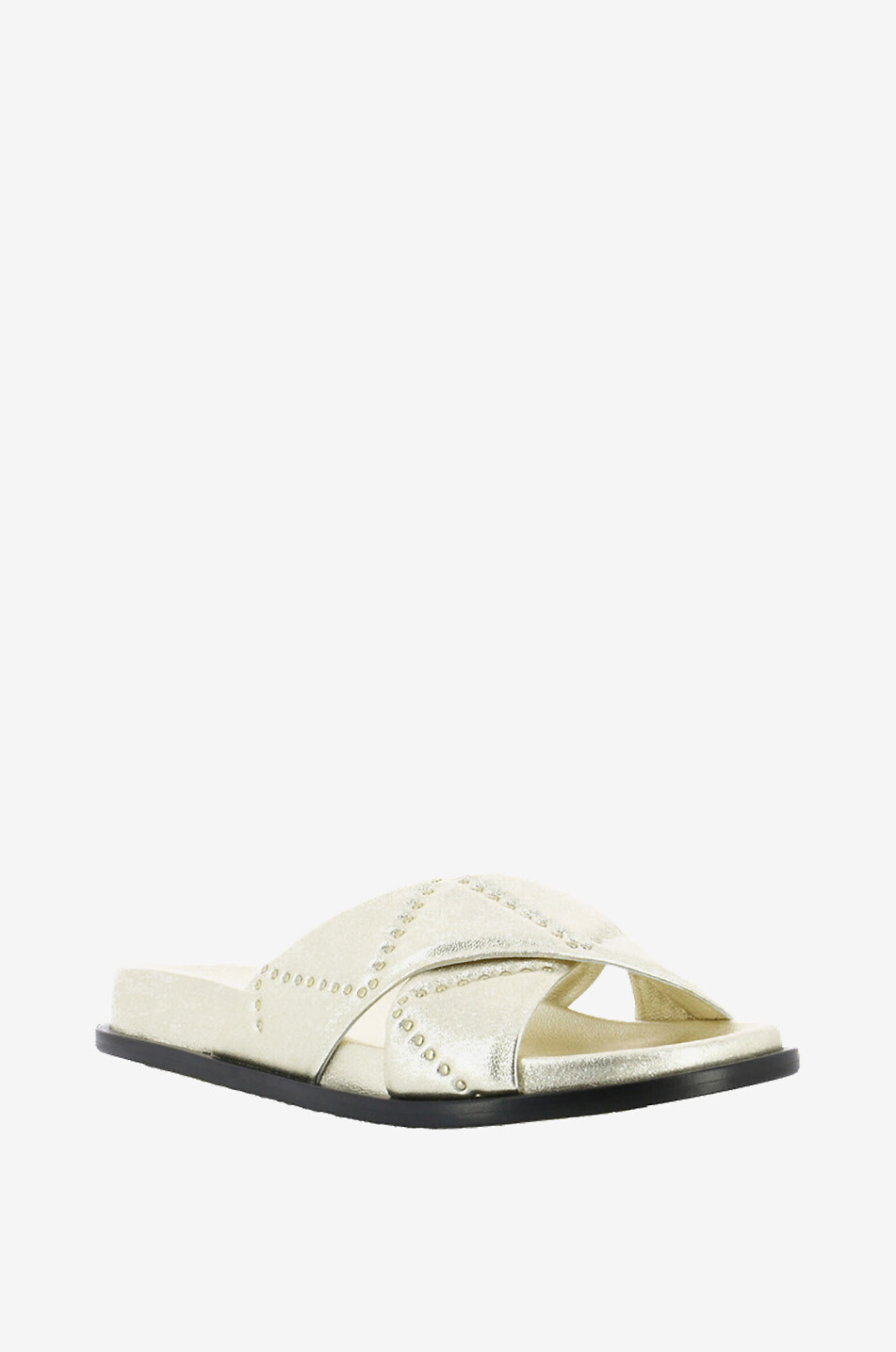 Flache Sandalen aus nietenbesetztem Nappaleder Tina