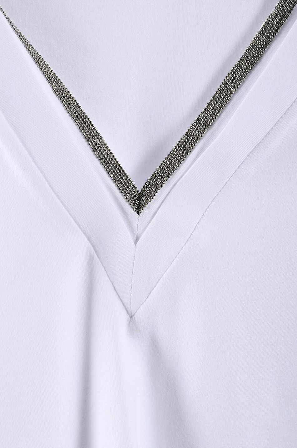 BRUNELLO CUCINELLI Precious Neckline V-neck jersey T-shirt Women WHITE 3