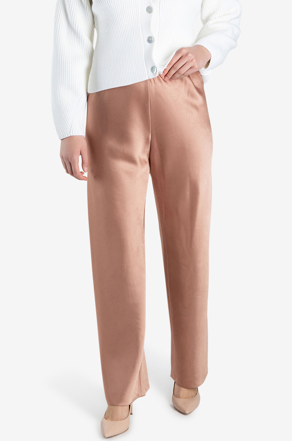 VINCE Satin straight-leg high-rise trousers Women LIGHT PINK 5
