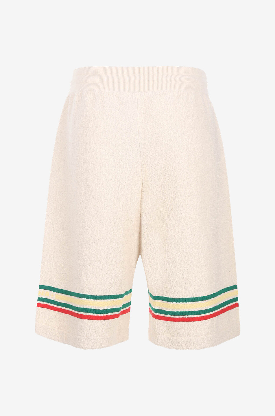 Stripe adorned terry cotton Bermuda shorts