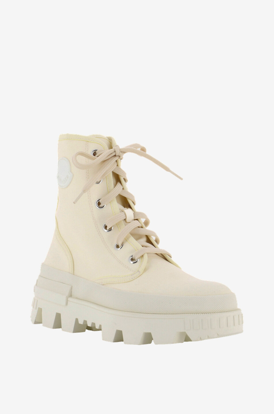 MONCLER Pyla flat lace-up canvas ankle boots Women EGGSHELL 1