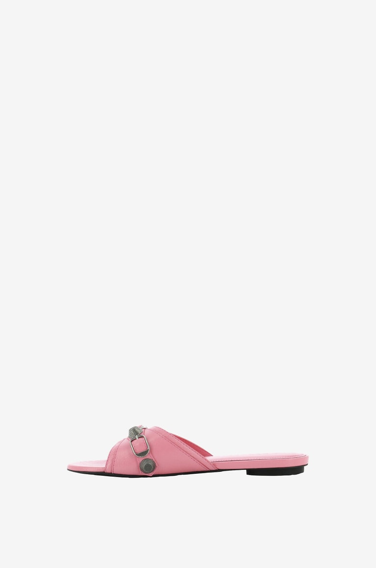 BALENCIAGA Flache Pantoletten aus Arenaleder Cagole Damen ROSA 3